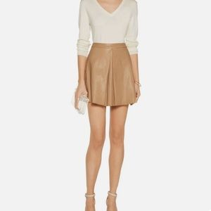 Alice + Olivia pleated lamb skin skirt